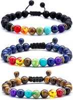 Bracelets faits à la main 7 Chakra Charms Lava Rock Hommes Femmes Améthyste Naturelle Lapis Mode Perles de Pierre Naturelle Bijoux Bracelets