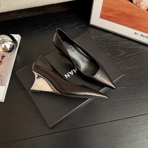 <span class=keywords><strong>Scarpe</strong></span> da Donna Eleganti Stile Francese, Tacco a Zeppa, Punta Affusolata, Scarpette con Tacco Basso - Product Image 1