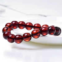 Bracelet de perles rondes en ambre sanguin birman naturel de qualité supérieure, bijou en pierre précieuse entièrement transparente pour collection et cadeau de luxe