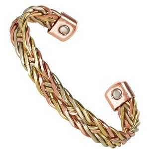 Nieuwe collectie driekleurige twist mode uitbreidbare magnetische massief koperen gezondheidsbalans therapie armbanden armband sieraden - Product Image 1
