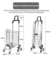 Meilleure qualité 35L 8 roues chariot de supermarché en aluminium chariot d'épicerie d'escalade d'escalier