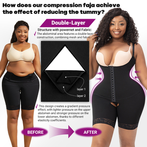 Faja colombiana de alta compresión con efecto reloj de arena, postoperatoria, sin mangas, de una pieza, con abertura en el <span class=keywords><strong>pecho</strong></span>, para mujer - Product Image 2