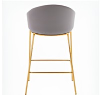 Tabouret de bar moderne en velours gris avec structure en métal doré, chaise rembourrée pour comptoir, durable, pour îlot de cuisine, café, restaurant