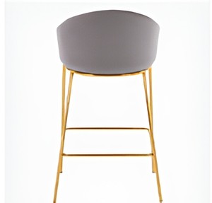 Tabouret de bar moderne en velours gris avec structure en métal doré, chaise rembourrée pour comptoir, durable, pour îlot de cuisine, café, restaurant - Product Image 6