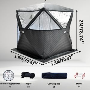 Tente de pêche sur glace d'hiver isolée extra-large pour 2 personnes, personnalisable, moderne, avec sauna vapeur, double imperméabilisation, sur mesure - Product Image 2