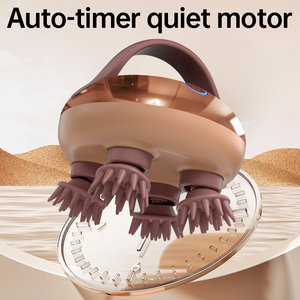 Griffe en silicone à 4 broches Chargement étanche Lumière rouge pétrissage Masseur de tête électrique rotatif à main Masseur de tête - Product Image 6