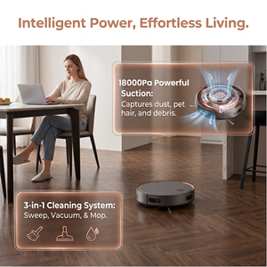 PF403 Robot Vacuum Cleaner 18000Pa Suction 3-in-1 Sweep <b>Mop</b> Gyro Navigation Ultra Slim Smart Robotic Cleaner - Product Image 6