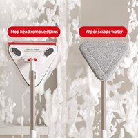 KOOCCA Articles de nettoyage ménager 2 en 1, serpillière plate en microfibre chenille triangulaire et raclette à eau avec 2 tampons, nettoyant pour sols et miroirs