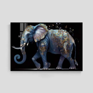 Tối giản màu đen và trắng dòng voi nghệ thuật trang trí tường Scandinavian với chủ đề Phong Cảnh Trung Bình kim cương - Product Image 2