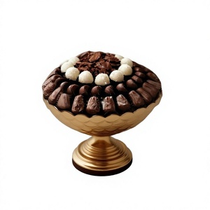 Bol de service sur piédestal en métal doré de luxe, plateau décoratif sur pied pour desserts et bonbons, idéal pour la présentation sur table, les mariages et les fêtes - Product Image 1