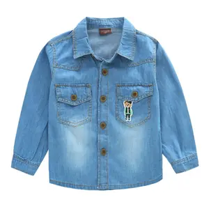 키즈 라이트 블루 최신 디자인 캐주얼웨어 데님 셔츠 중국 공급 업체