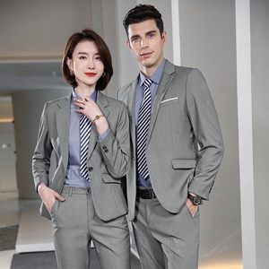 Ensemble de costumes d'affaires unisexe avec fermeture éclair perlée, mélange de coton, tenue de travail élégante, violet, pour banque, enseignant, vente en magasin 4S - Product Image 3