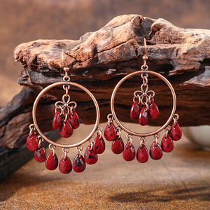 Pendientes Largos de Estilo Vintage <span class=keywords><strong>para</strong></span> Mujer, Pendientes de Aro Redondos con Filigrana, Pendientes Grandes y Coloridos Estilo Gitano <span class=keywords><strong>para</strong></span> Mujer - Product Image 1