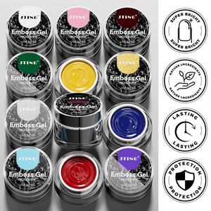 JTING Gel de Peinture 3D Sans Essuyage 12 Couleurs Effet Unique Nail Art Gel Polish en Relief Collection OEM Personnalisé Conception Gratuite pour Pots - Product Image 5