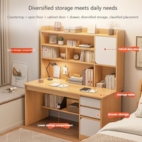 Bureau d'étude intégré pour étudiant avec étagère, couvercle amovible modulaire, garde-corps surélevé, idéal pour maison de location, bureau, hôtel, ordinateur