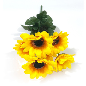 <b>Artificial</b> Sunflower <b>Bouquet</b> 7 Pieces High Simulation Plastic Silk Flowers For Home Wedding Decorations - Product Image 5