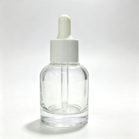 Botol Tetes Kaca Bening Pink 30ml Mewah dengan Pipet Putih Logo Kustom Kosmetik