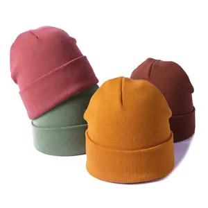 Logo personalizzato caldo pianura Waffle maglia spessa inverno Eco Friendly bambini bambino 100% cotone organico cappelli berretti