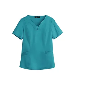 Wholesale Doctors And Nurses Unisex Scrub Printed Tops Nursing Uniform Scrubs Sets Christmas Cartoon Printed Scrubs Shirt Cotton