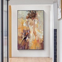 Peinture à l'huile abstraite moderne faite à la main, Art abstrait peint à la main, jeu de violon et danse fille sur toile, peinture acrylique