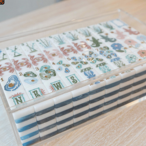 Juego de Mahjong Americano de 160 Piezas, Fichas de Mahjong de 2 Capas con Diseño Acuático, Grabadas en Acrílico, Regalo de Lujo - Product Image 4
