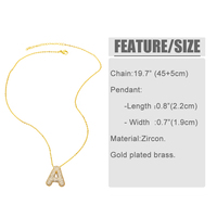 ASJEWELRY Chunky 26 Letras Nombre Personalizado Collares 18K Chapado en Oro Burbuja Inicial Collar para Mujer 2408 nkeb798