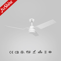 Ventilateur de plafond 1stshine 52 pouces avec pales en plastique blanches, moteur DC, 6 vitesses, télécommande, sans lumière