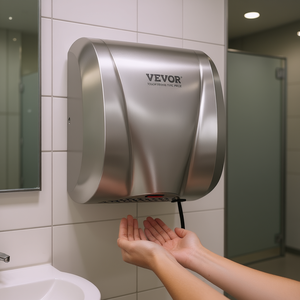 Sèche-mains commercial Vevor 1300W en acier inoxydable, automatique, mural, robuste, à brancher, souffleur d'air chaud - Product Image 2