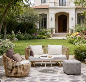 Ensemble de canapés en rotin tressé sur mesure pour l'extérieur avec table basse pour cour, jardin, hôtel, <span class=keywords><strong>terrasse</strong></span> - Product Image 5