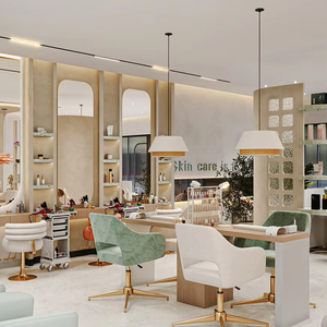 เคาน์เตอร์เคาน์เตอร์หินสีขาวร้านทำผมสุดหรูปรับแต่งการแสดงสำหรับร้านเสริมสวยสไตล์พิเศษ - Product Image 1