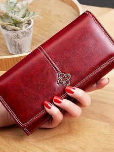 Fashion Women Retro Oil Wax Leather <b>Long</b> <b>Wallet</b> Large Capacity ID Card Holder Coin Bag Luxury Vintage Ladies Hand Purse - Product Image 2