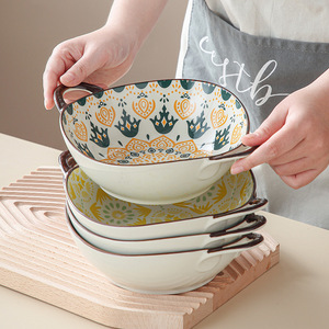 Tazón <span class=keywords><strong>de</strong></span> Porcelana Moderno Bohemio Ecológico con Forma Especial, Color Subesmaltado, para <span class=keywords><strong>Sopa</strong></span> <span class=keywords><strong>de</strong></span> Fideos y <span class=keywords><strong>Arroz</strong></span>, Ideal para Fiestas, Hogar y Restaurantes - Product Image 2