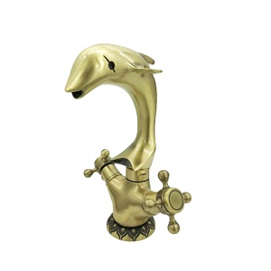 Châu Âu Phong Cách Cổ Brass Chrome Mạ Cá Heo Vòi Nước Lỗ Duy Nhất Sàn Gắn Độc Xử Lý Màu Đen Nóng Lạnh Nước Vòi Nước - Product Image 5
