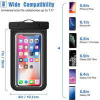 Étui de téléphone étanche certifié IPX8 en PVC transparent, sac de protection en gros pour sports nautiques, rafting, plongée, piscine