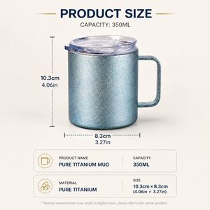 Custom Logo Corporate Gift Double Wall Titanium Coffee <b>Mug</b> with Handle and Lid Lightweight <b>Insulated</b> Camping Cup - Product Image 3