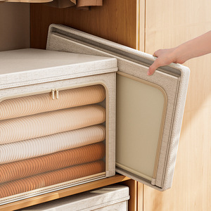 Clothing Organizer Storage Box Rectangle Foldable Washable With Lid For Wardrobe Home Use Solid Color B4 - Product Image 2