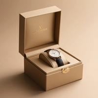Boîte à montre élégante et luxueuse, en carton rigide, avec logo personnalisé en relief, doublure en éponge, boîte cadeau pour montre unique, pour homme et femme