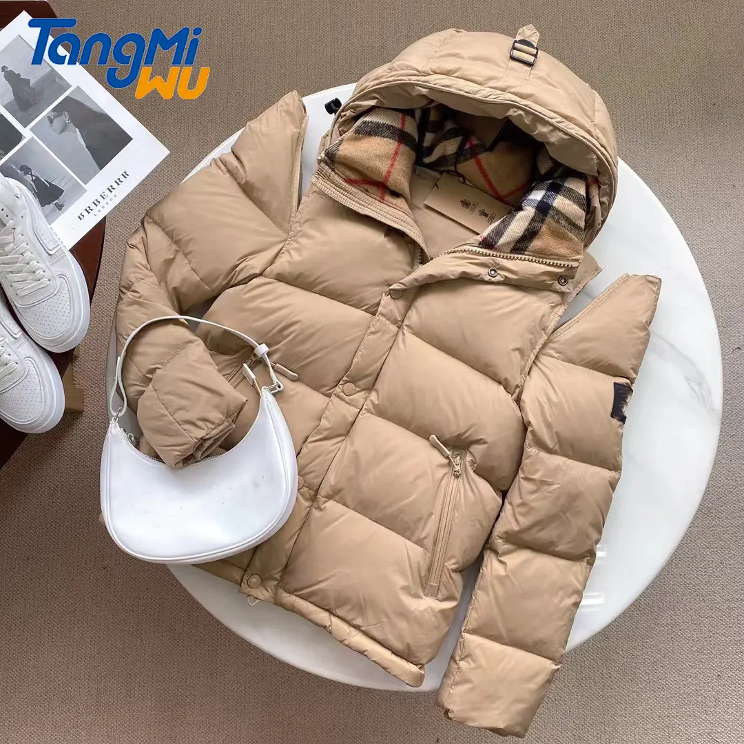 TMW brown unisex waistcoat borberrry jacket removable sleeve coat puffer vest goose down winter jacket with hood burberrry coat