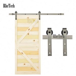 WEKIS 6.6 FT Satin Nickel Brass Carbon Steel J Shape Door Hanger Barn Door Hardware Kits Electric <b>Remote</b> <b>Control</b> Easy Screw - Product Image 2