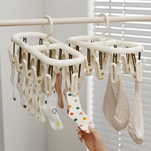 Multi Functional Sock Drying Rack With <b>Clips</b> Round <b>Hook</b> Type For Home Balcony Use 3 5kg Load Capacity - Product Image 2