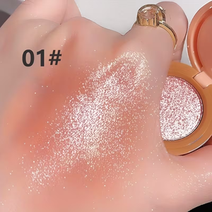 Fard Illuminante 3 in 1 per Contouring Viso, Polvere Multifunzionale Opaca e Shimmer, <span class=keywords><strong>Rosso</strong></span> Pesca, Fard Illuminante a Tre Strati - Product Image 5