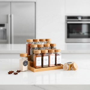 <span class=keywords><strong>Set</strong></span> di Barattoli per Spezie all'Ingrosso di Alta Qualità Moderni Contenitori per Condimenti da 4 Once con Coperchi in Bambù - Product Image 4