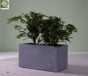 Pots <span class=keywords><strong>de</strong></span> fleurs en <span class=keywords><strong>pierre</strong></span> <span class=keywords><strong>de</strong></span> grande taille rectangulaires pour l'extérieur Finition <span class=keywords><strong>de</strong></span> peinture classique noire pour l'intérieur/l'extérieur Maison Jardin Vente en gros - Product Image 3