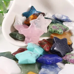 Piedra de estrella natural tallada a mano, cristales curativos Reiki, estrellas para decoración del hogar, 20mm