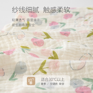 Combinaison pour bébé fille à imprimé floral, en coton gaze, body d'été, tissé fin, une pièce - Product Image 3