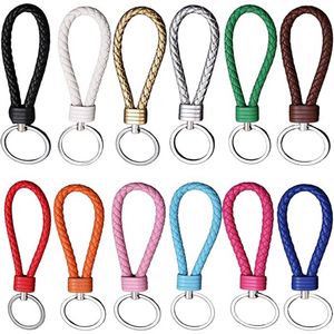 Porte-clés en cuir tressé de créateur pour homme, avec anneau en alliage pleine fleur, pendentif de voiture, accessoires de mode à sangle tressée pour femmes et enfants - Product Image 1