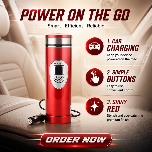 350ML 12V 24V Car Coffee Tea Smart Thermos Electric Heating Cup