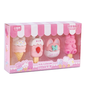 Niedliches Kawaii-Tier- und Eiscreme-Radiergummi-Set, Schulbedarf, 12.5x7.3cm, für Mädchen und Kinder, Werbe-Radiergummi - Product Image 4