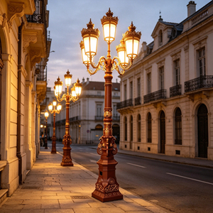 Lampadaire LED rétro européen en aluminium et fonte, étanche IP65, AC 85-265V, blanc chaud, pour jardin et aménagement paysager - Product Image 2