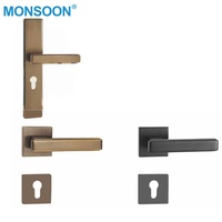 Poignée de porte moderne MONSOON en acier inoxydable, alliage de zinc, finition anodisée en aluminium, facile à installer, pour chambre à coucher et cuisine